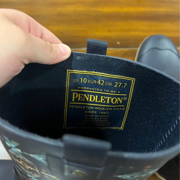 Pendleton Geometric Patterned Boots - Black and Blue - Picture 4 of 5